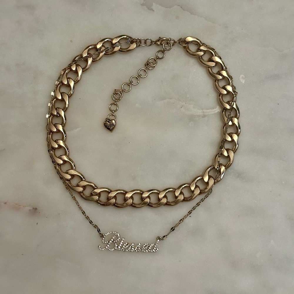 Aldo Blessed Gold Chain Layered Necklace Set